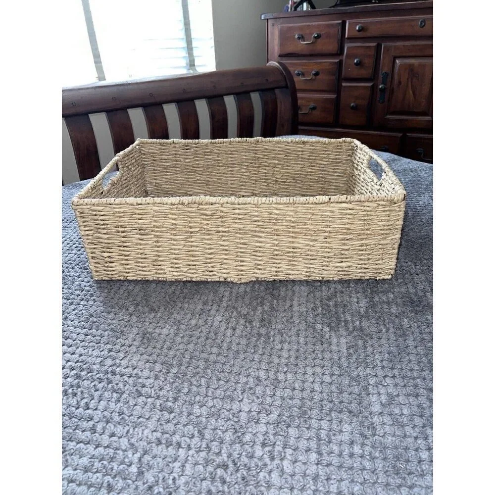 Square Nesting Wicker Baskets with Handle